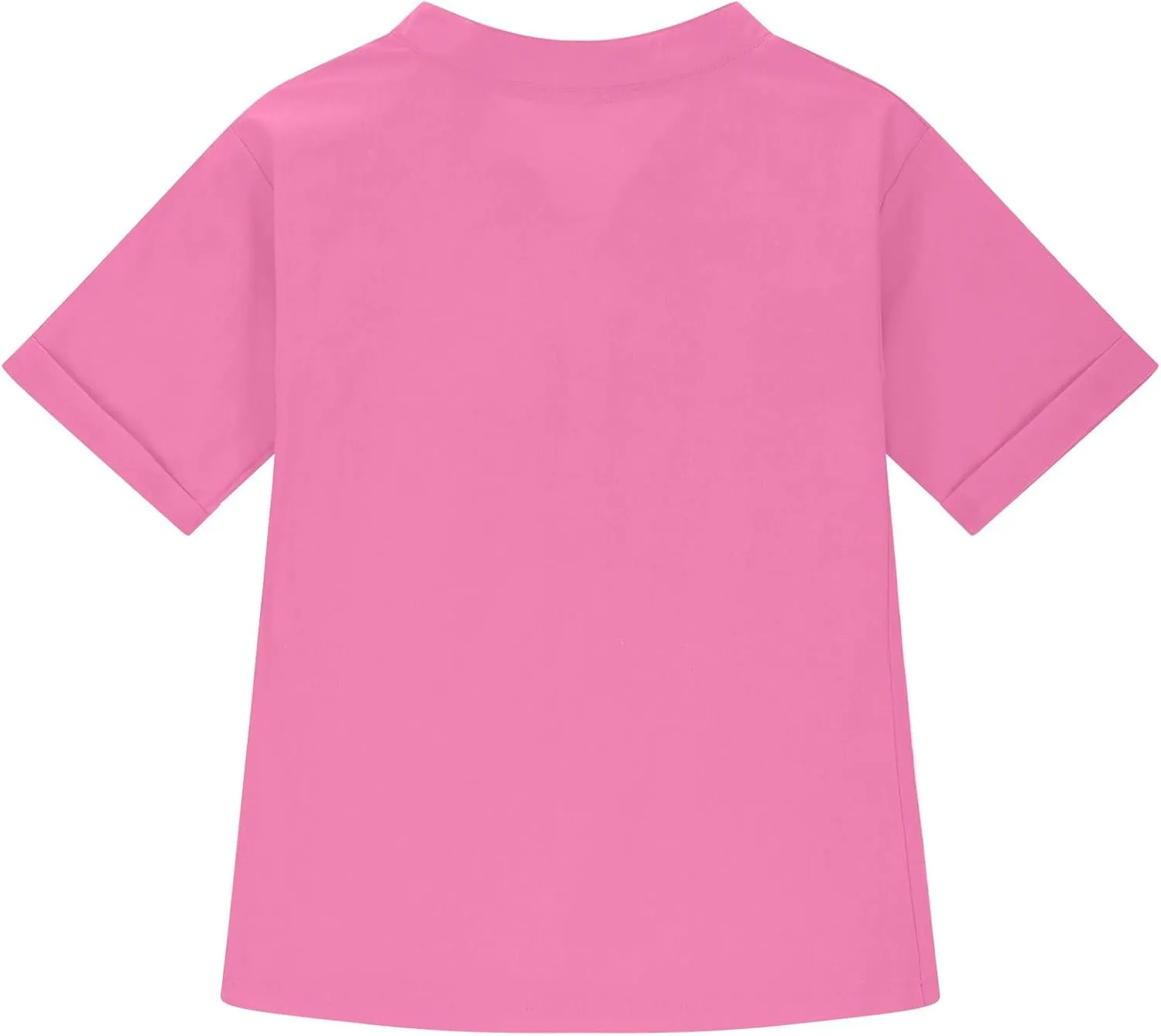 5-15T Baby Girls Linen Shirts Fashion Solid Color Short Sleeves V-Neck T-Shirts Soft Comfy Summer Blouse Tops