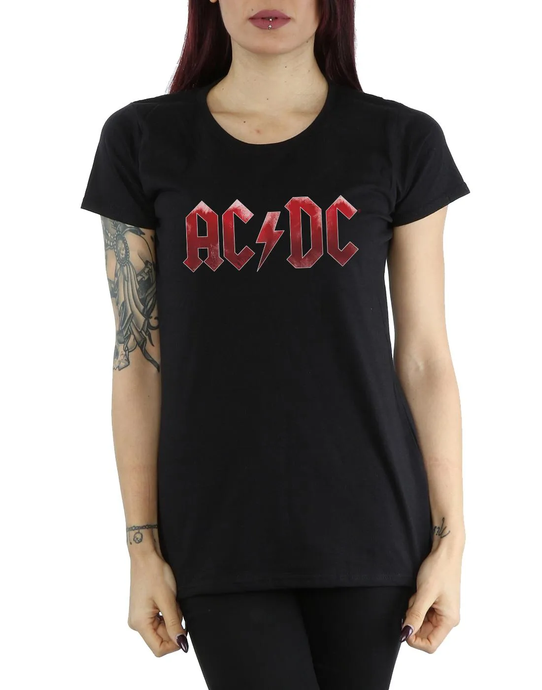 AC/DC Womens/Ladies Red Ice Logo Cotton T-Shirt