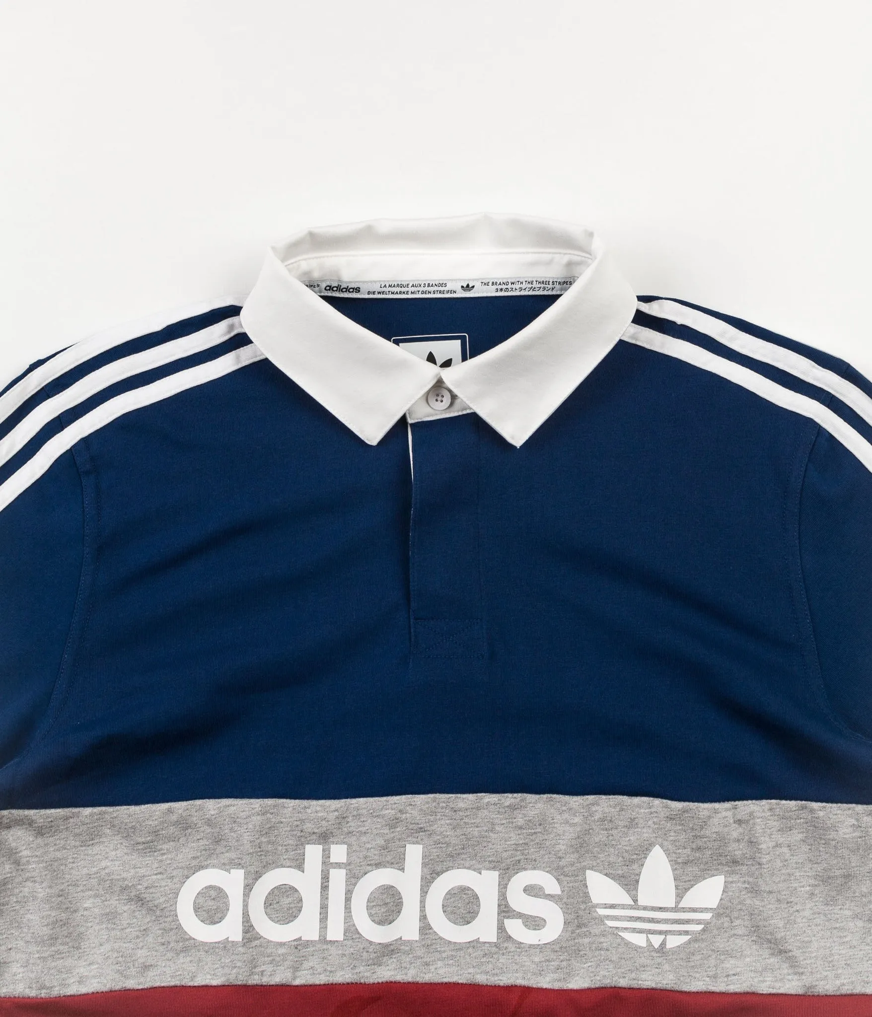 Adidas Rugby Polo Shirt - Mystery Red / Mystery Blue / Medium Grey Heather / White