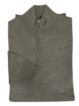 Alan Paine Barton Merino Wool 1/4 Zip Sweater Seaweed