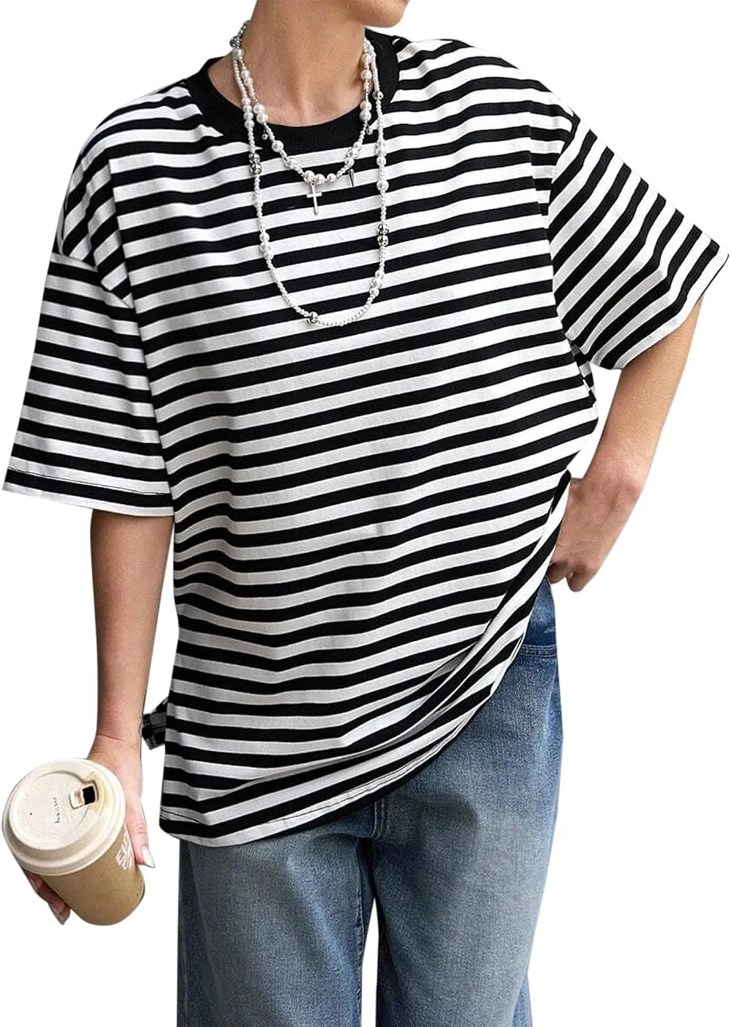Avanova Women Graphic Letter Print Oversized T Shirt Short Sleeve Casual Summer Loose Fit Tee Top