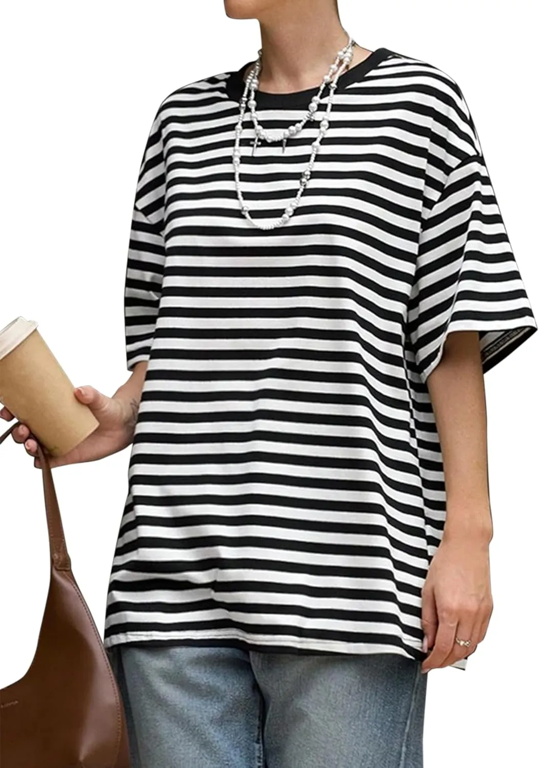 Avanova Women Graphic Letter Print Oversized T Shirt Short Sleeve Casual Summer Loose Fit Tee Top