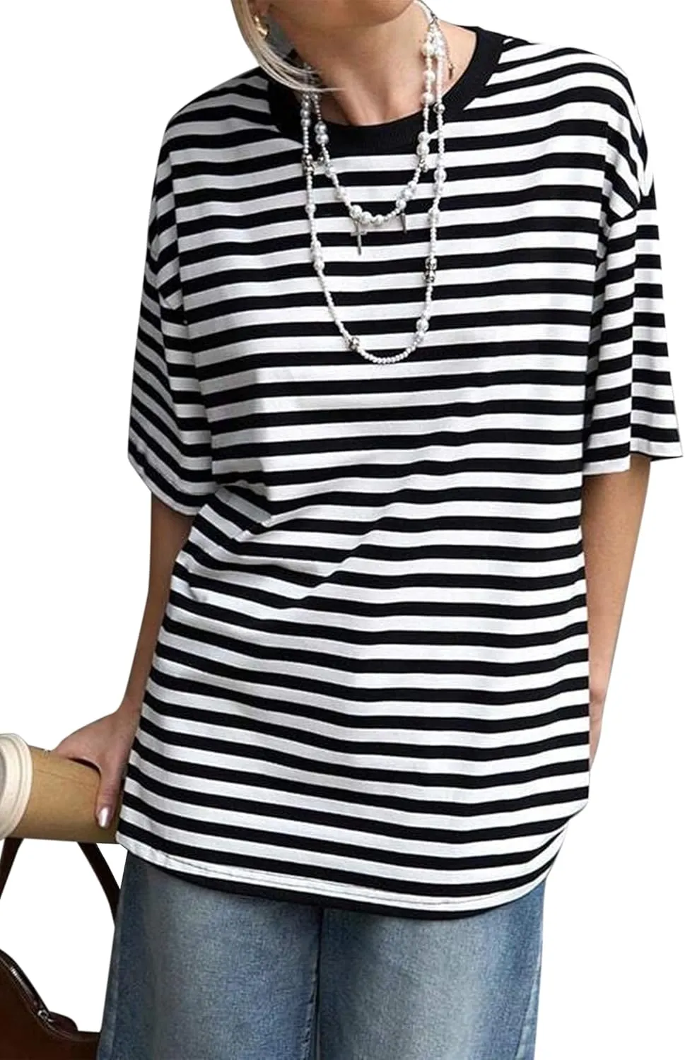 Avanova Women Graphic Letter Print Oversized T Shirt Short Sleeve Casual Summer Loose Fit Tee Top