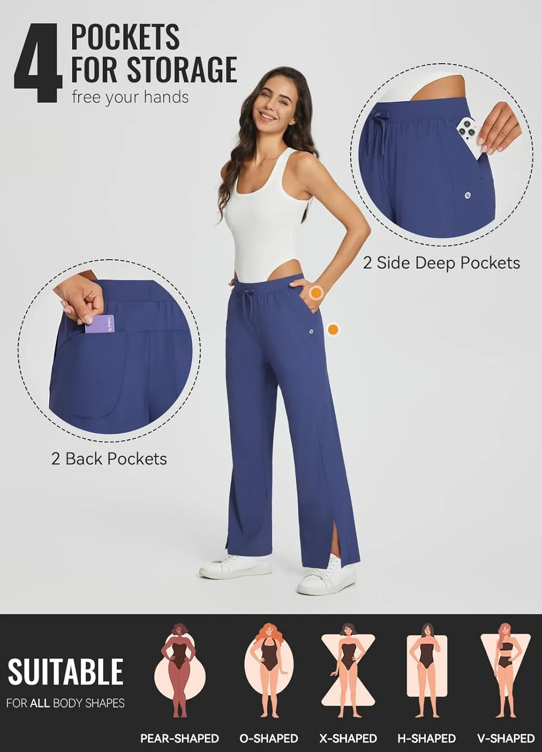 baleaf Women's Wide Leg Sweatpants Loose Drawstring Lounge Yoga Pants with Pocket High Waist Dress Pants UPF50  Causal Summer