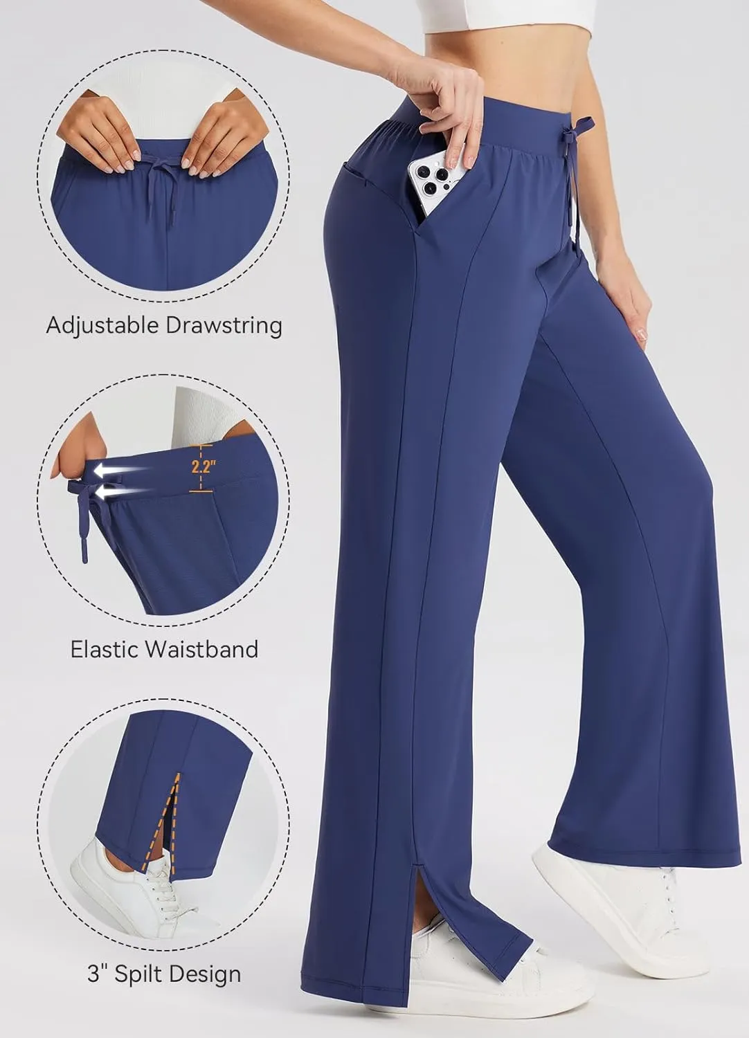 baleaf Women's Wide Leg Sweatpants Loose Drawstring Lounge Yoga Pants with Pocket High Waist Dress Pants UPF50  Causal Summer