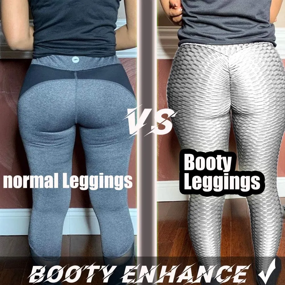 Booty Leggings for Women Textured Scrunch Butt Lift Yoga Pants Slimming Workout High Waisted Anti Cellulite Tights