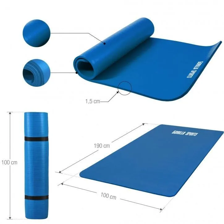 Deluxe NBR Yoga Mat XL Royal 190x100x1.5cm