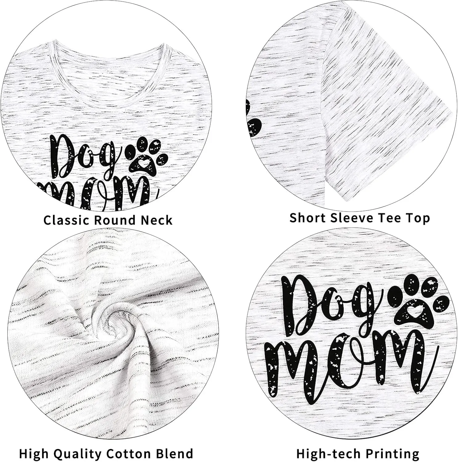 Dog Mom Tshirts for Women Funny Dog Paw Graphic Print Short Sleeve O Neck Mom Shirt
