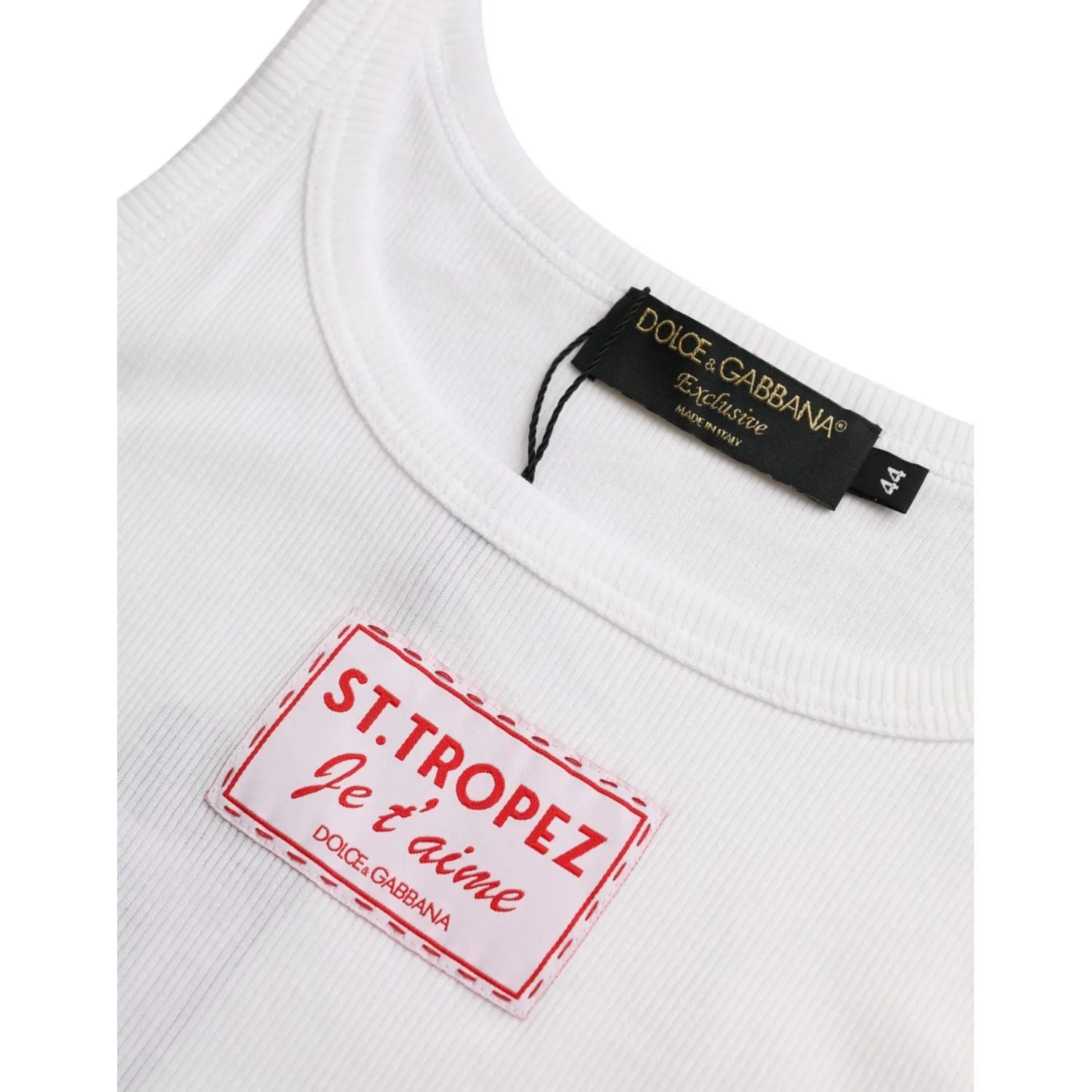 Dolce & Gabbana White St. Tropez Cotton Sleeveless Tank Top