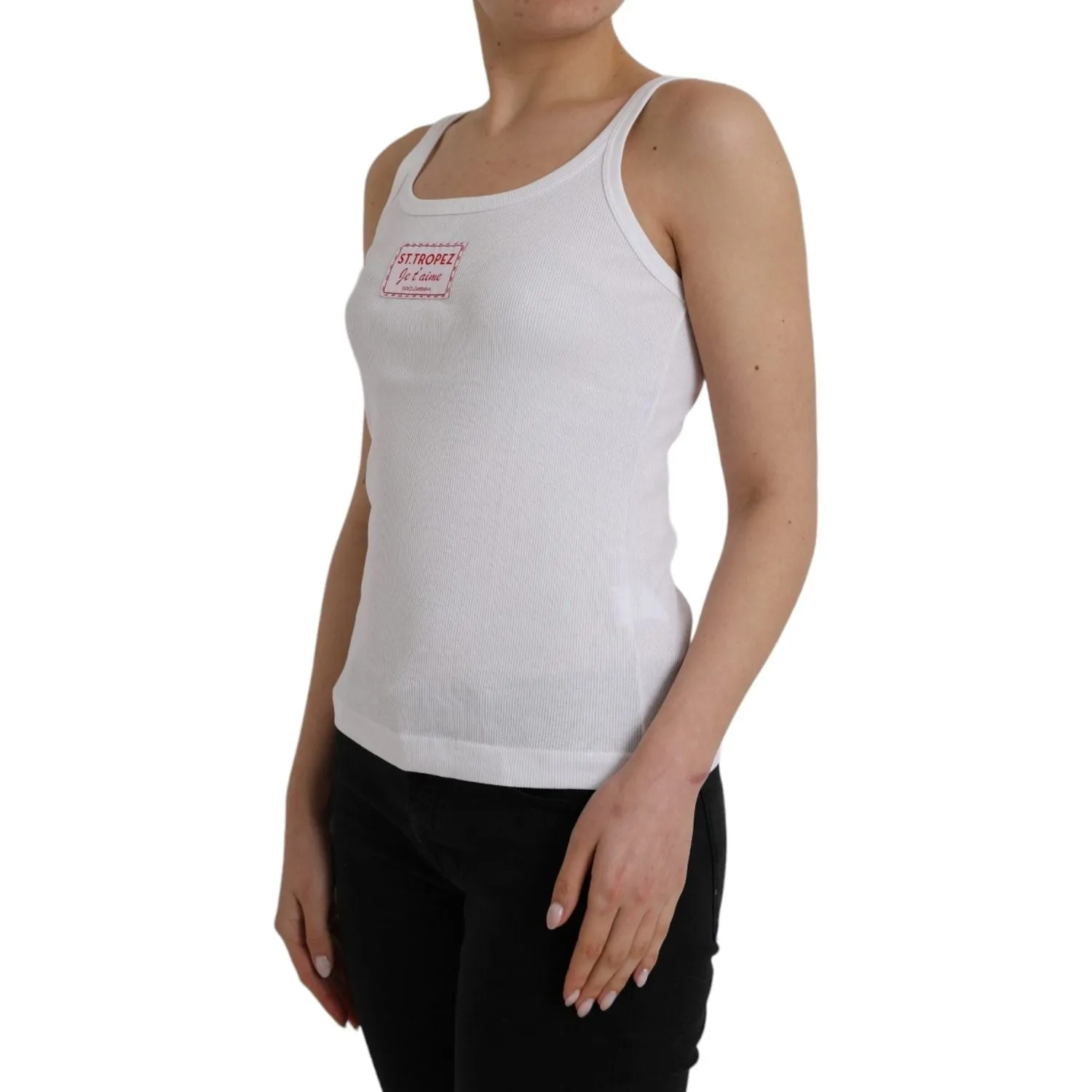 Dolce & Gabbana White St. Tropez Cotton Sleeveless Tank Top