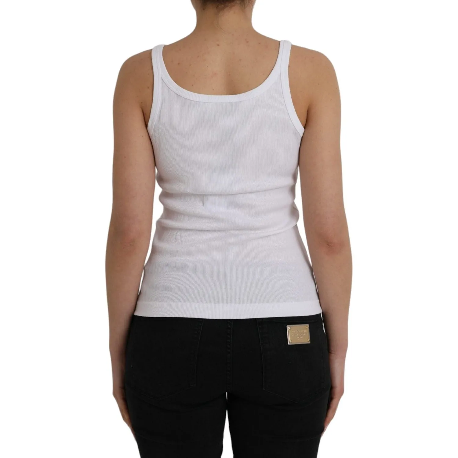 Dolce & Gabbana White St. Tropez Cotton Sleeveless Tank Top