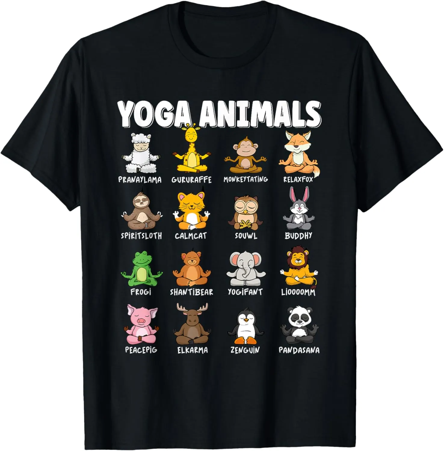 Funny Cute Animals in different Yoga Positions | Yoga Animal T-Shirt