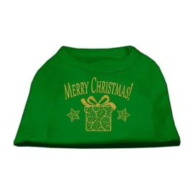 Golden Christmas Present Dog Shirt Emerald Green XL (16)