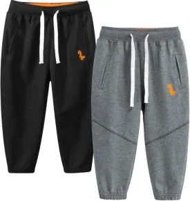 IjnUhb Boys SweatpantsToddlers Cotton Pull On Jogger Pants, Kids Elastic Waist Stretch Pants, 2-Pack