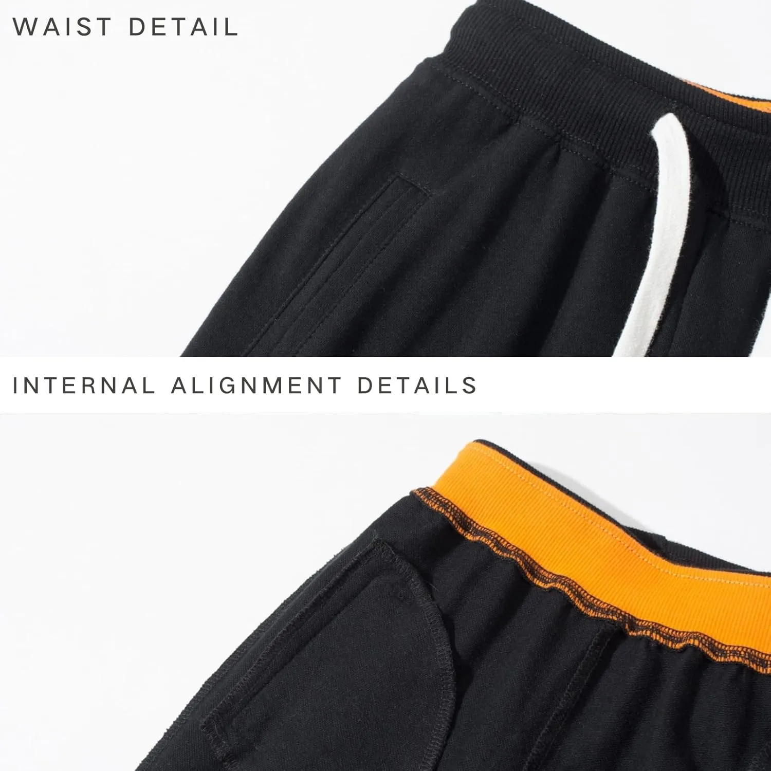 IjnUhb Boys SweatpantsToddlers Cotton Pull On Jogger Pants, Kids Elastic Waist Stretch Pants, 2-Pack