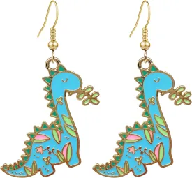 KaFu Cute Acrylic Animal Dinosaur Earrings For Women Girls Funny Colorful Dinosaur Chicken Duck Animal Dangle Drop Earrings 80s 90s Resin Animal Earrings Christmas Gift