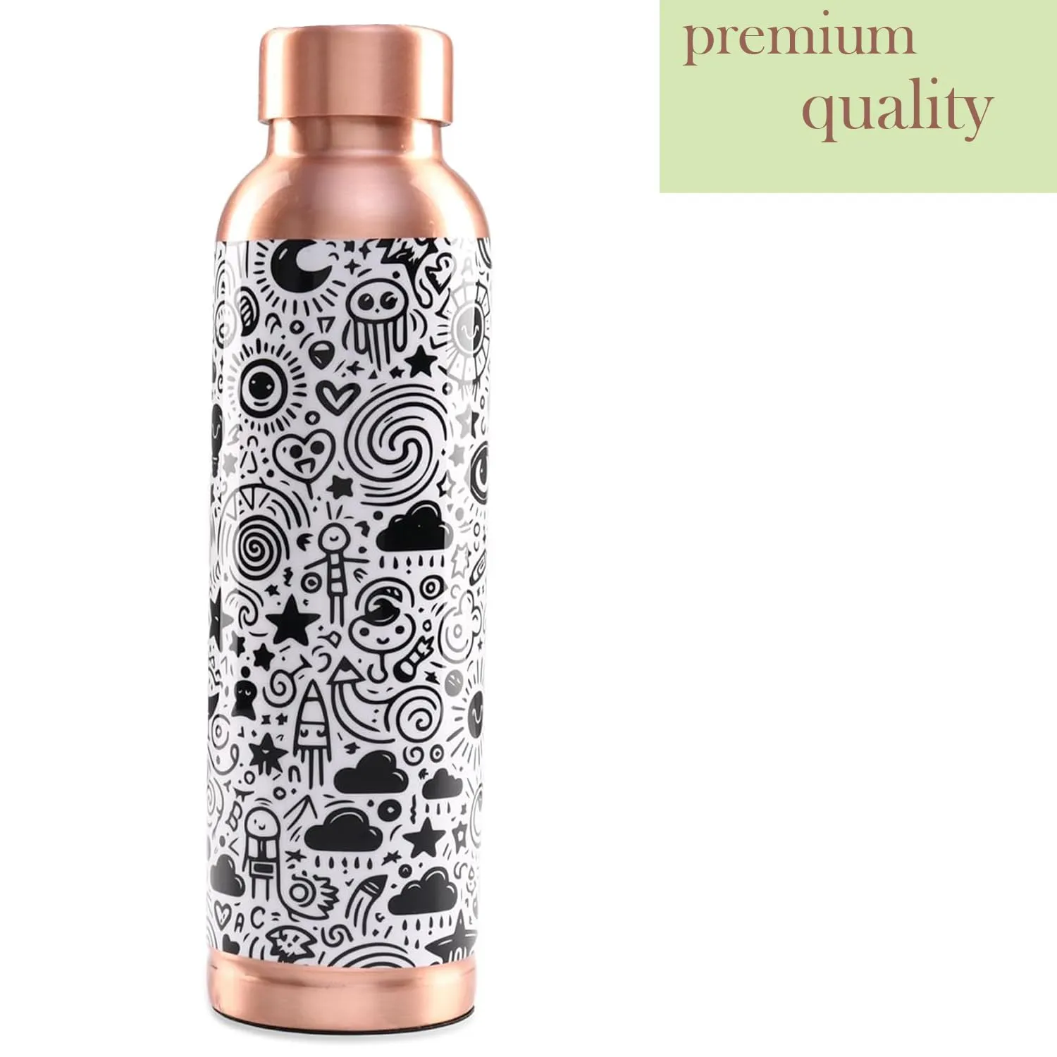 Kuber Industries Pack of 4 Copper Water Bottle - Eco-Friendly & Leakproof Tamaba Bottle for Office/Gym/Yoga/College, Men & Women | 950ml | Lining Design
