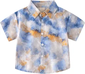 Little Boys Girls Casual Striped Button Down Shirts Short Sleeve Dry Fit Hawaiian Floral Tops Teen Shirts Girls Trendy