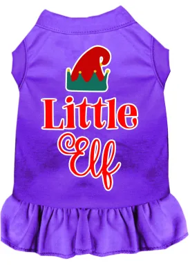 Little Elf Screen Print Dog Dress Purple Xs