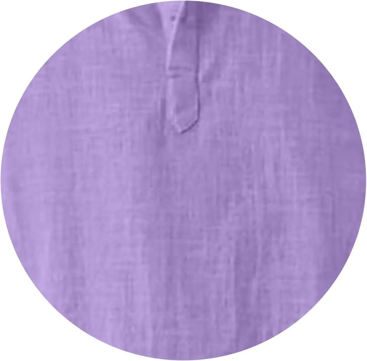 Mens Cotton Linen Shirts Solid Color Long Sleeve Pullover Shirts Button Stand Collar Beach Tops for Summer Vacation