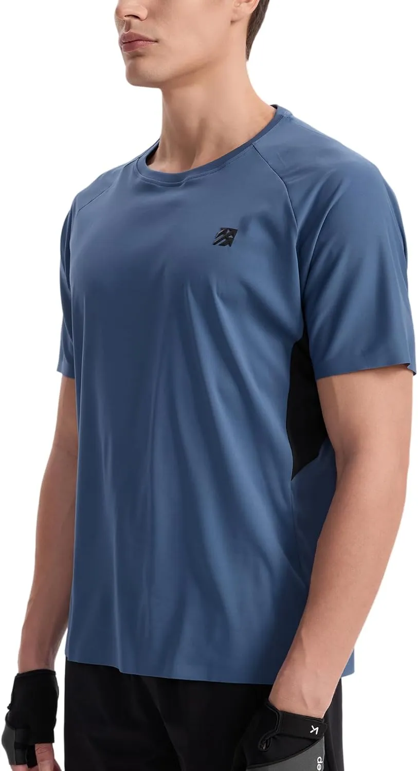 Mens Seamless Workout T-Shirts Lightweight Moisture Wicking Running Hiking Camping Tennis Pickleball Shirts for Men
