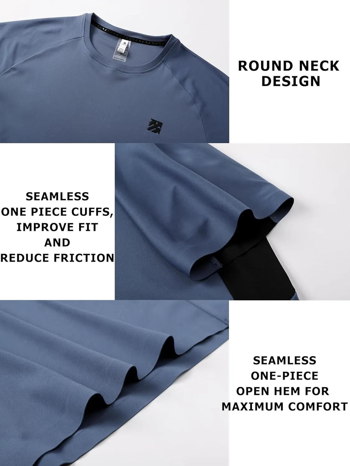 Mens Seamless Workout T-Shirts Lightweight Moisture Wicking Running Hiking Camping Tennis Pickleball Shirts for Men