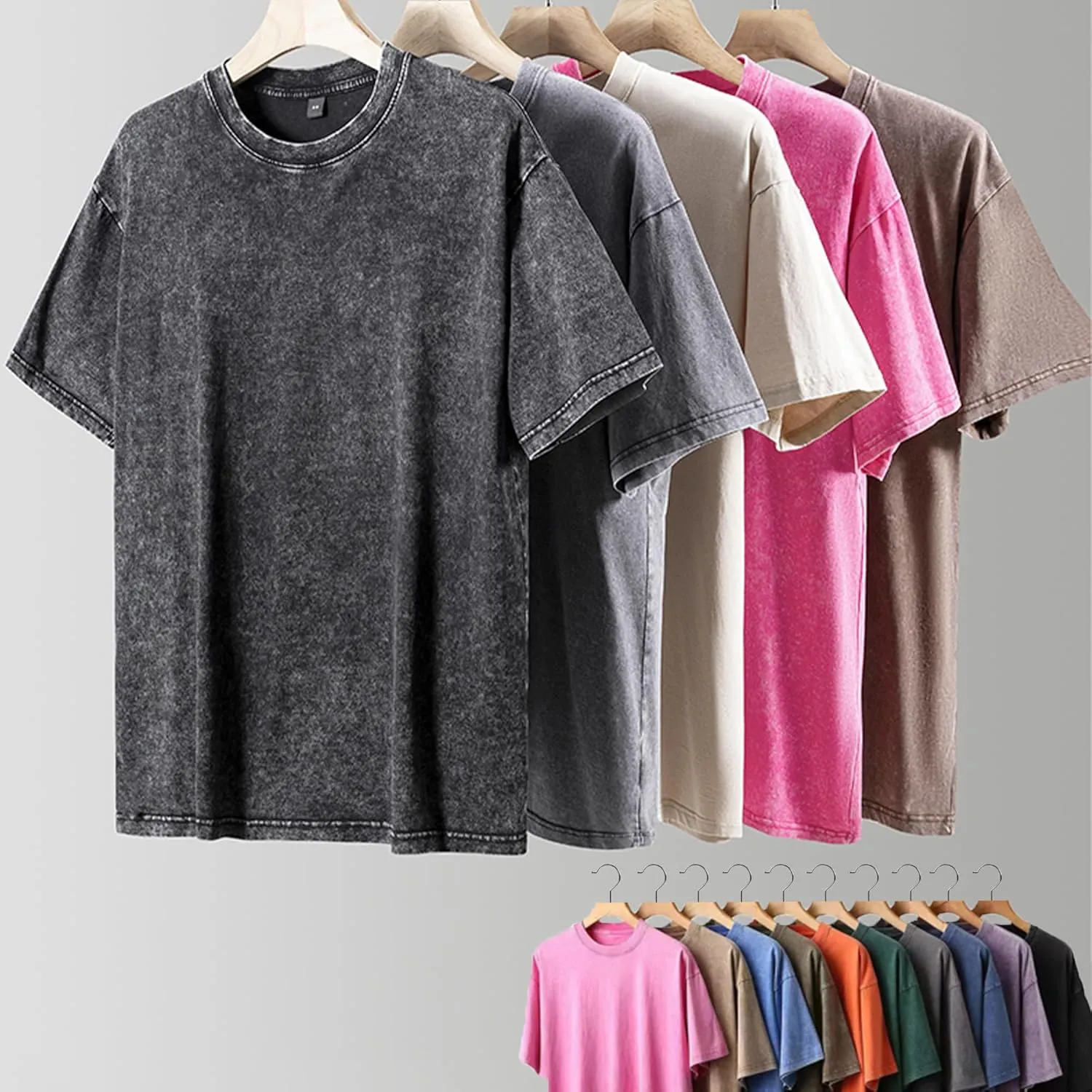 Oversized T-Shirts for Men Heavyweight Cotton Tee Crew Neck Short Sleeve Tops Men's Loose Fit Casual Fashion Shirt