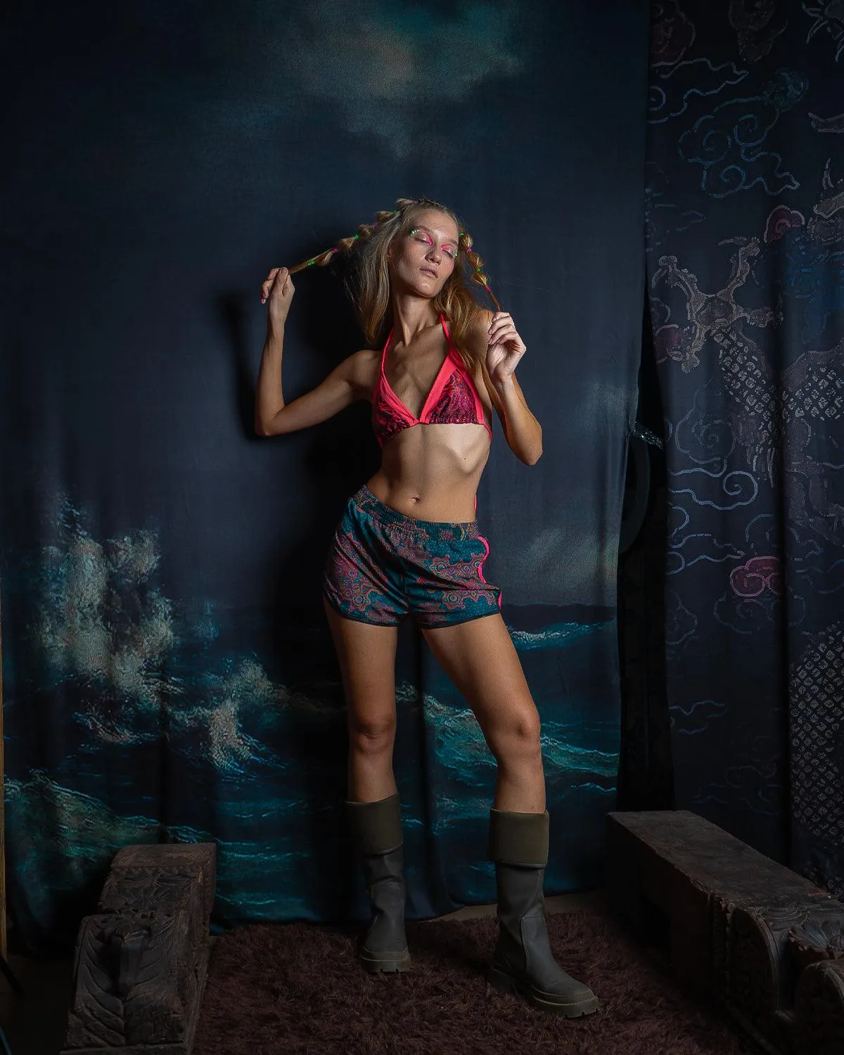 Running Shorts / Light Sportswear - ATLANTHEON Pink Lace Strippe