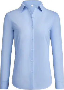 siliteelon Button Down Shirts for Women Wrinkle Free Dress Shirts Long Sleeve Shirts Formal Work Office Blouses Tops