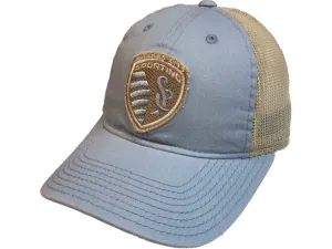 Sporting Kansas City Adidas Sun Bleached Blue Tan Mesh Snapback Slouch Hat Cap