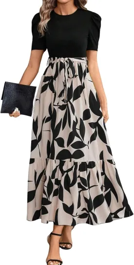 Summer Dresses for Women 2025 Casual Flowy Floral Maxi Dress Elegant Empire Waist Beach Dresses