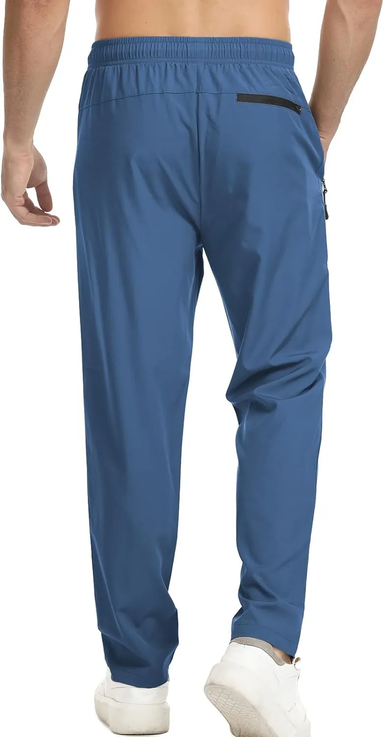 Surenow Men's Athletic Running Sweatpants Lightweight Stretch Jogger Track Pants Tapered Workout Gym Pants with Zipper Pocket