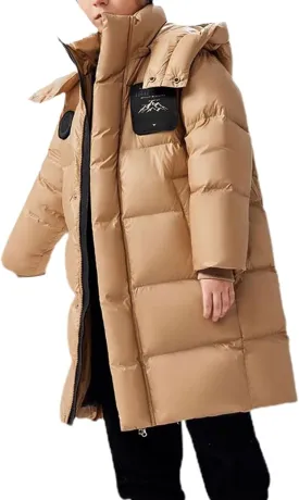 Teen Winter Padded Puffer Long Coat Little Boys Girls Windproof Warm Thick Down Jacket Parka Casual Comfy Outerwear