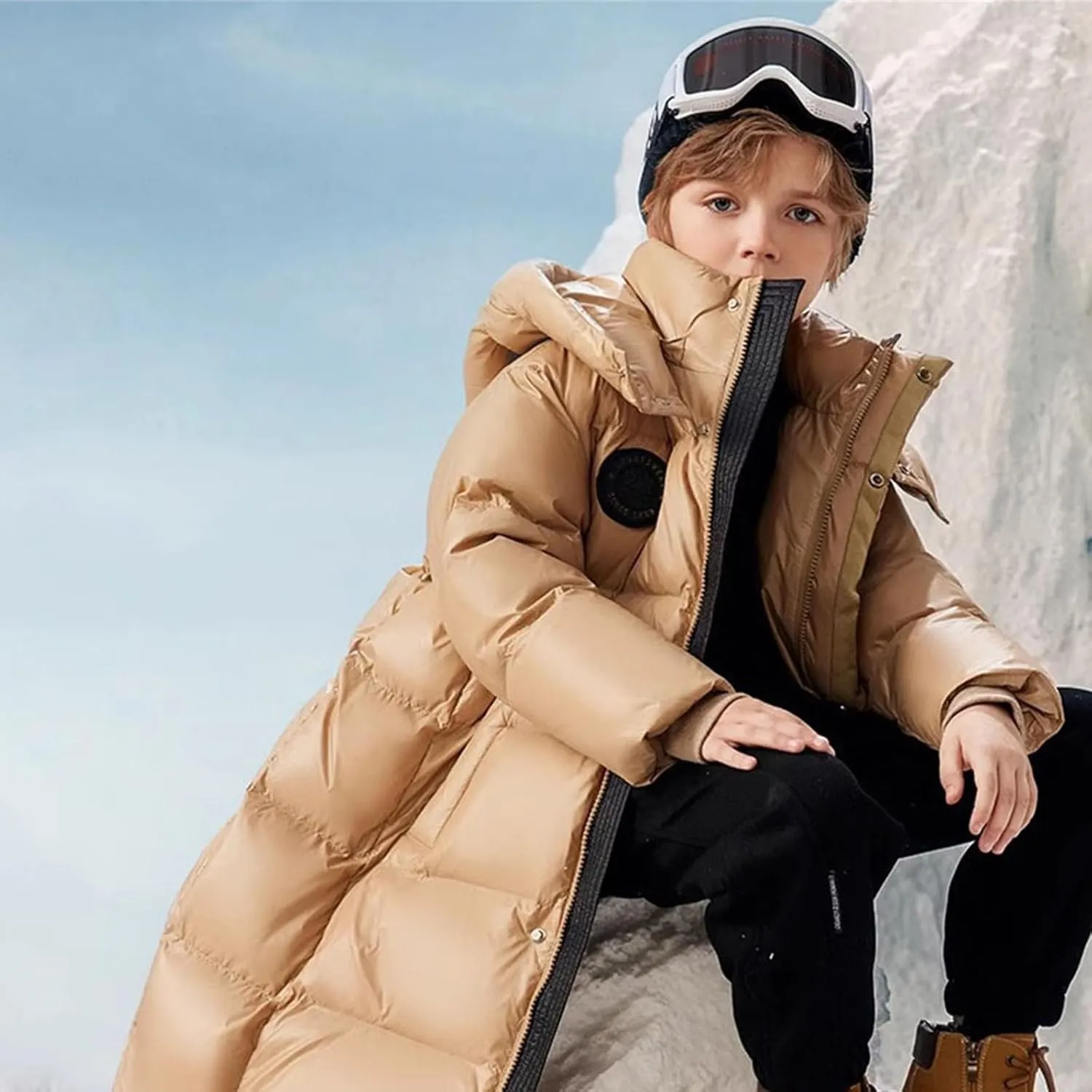 Teen Winter Padded Puffer Long Coat Little Boys Girls Windproof Warm Thick Down Jacket Parka Casual Comfy Outerwear