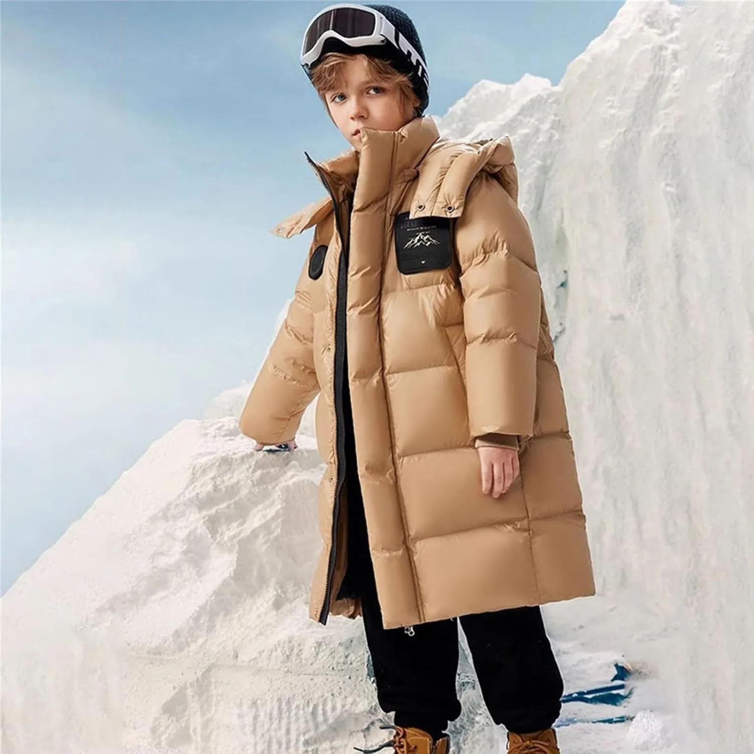 Teen Winter Padded Puffer Long Coat Little Boys Girls Windproof Warm Thick Down Jacket Parka Casual Comfy Outerwear