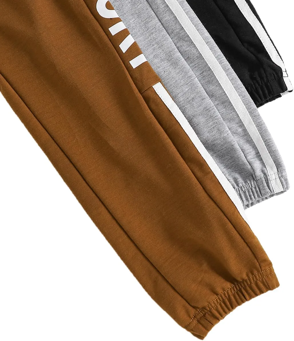 Toddler Boys Sports Pants - Letter Graphic Print Trousers - 3 Piece Boys Sweatpants Set Size 3-7T