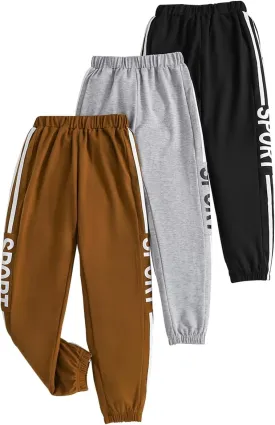 Toddler Boys Sports Pants - Letter Graphic Print Trousers - 3 Piece Boys Sweatpants Set Size 3-7T