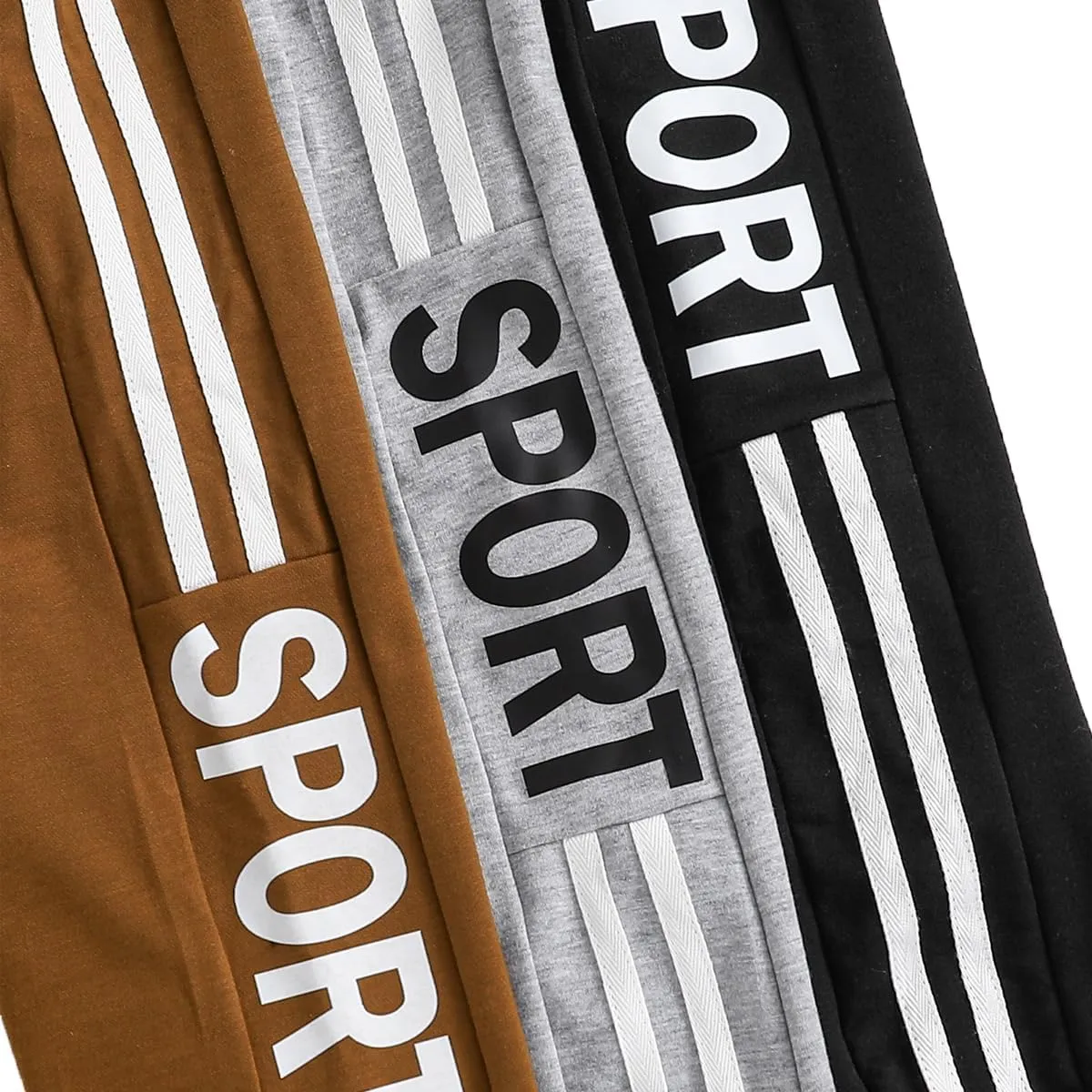 Toddler Boys Sports Pants - Letter Graphic Print Trousers - 3 Piece Boys Sweatpants Set Size 3-7T