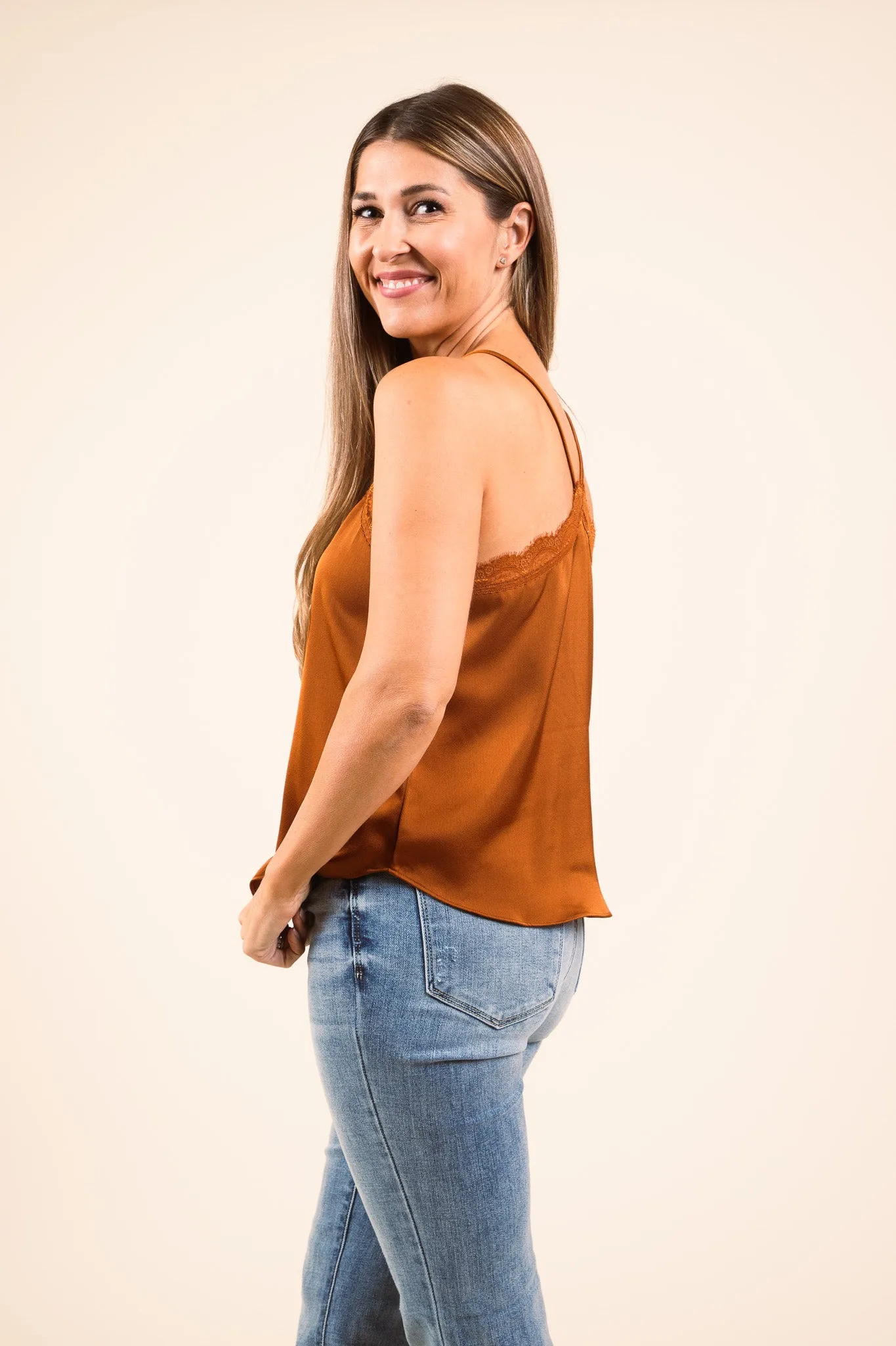 Toffee Lace Trim Cami Top - FINAL SALE