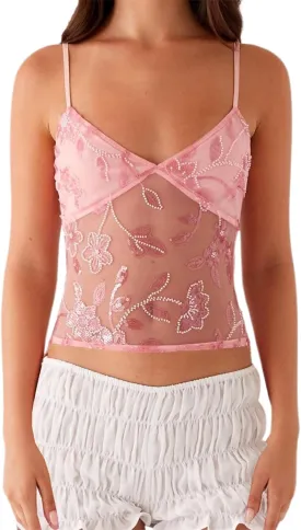 Women Sequin Cami Top Sexy Beaded Sleeveless Halter Crop Top Summer Glitter Backless Club Party Streetwear