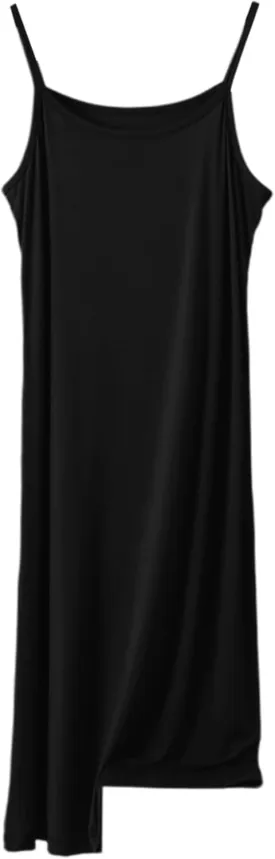 Women's Casual Spaghetti Strap Summer Dress Pure Color Round Neck Loose Fit Home Daily Wear Comfortable Slip