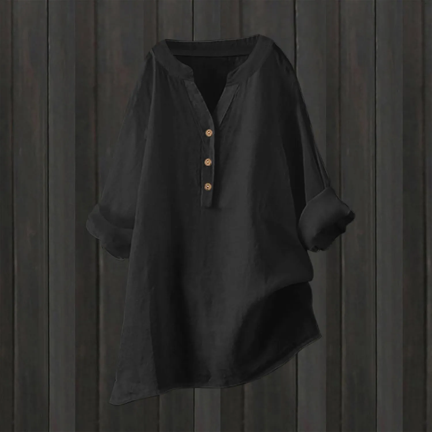 Womens Loose Buttons Down Blouse Tops Solid Casual Long Sleeve Shirt Blouse Low Cost T Shirts