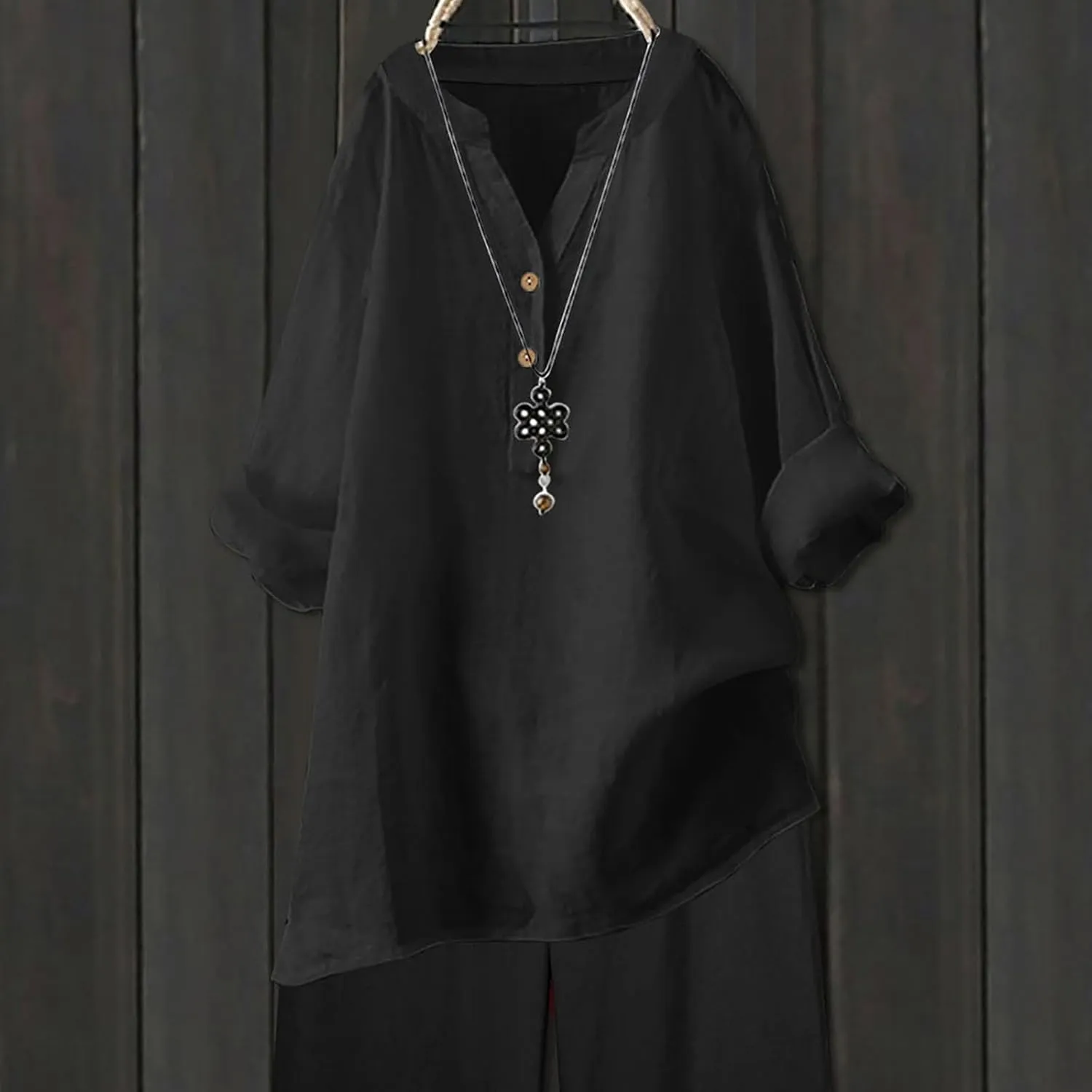 Womens Loose Buttons Down Blouse Tops Solid Casual Long Sleeve Shirt Blouse Low Cost T Shirts