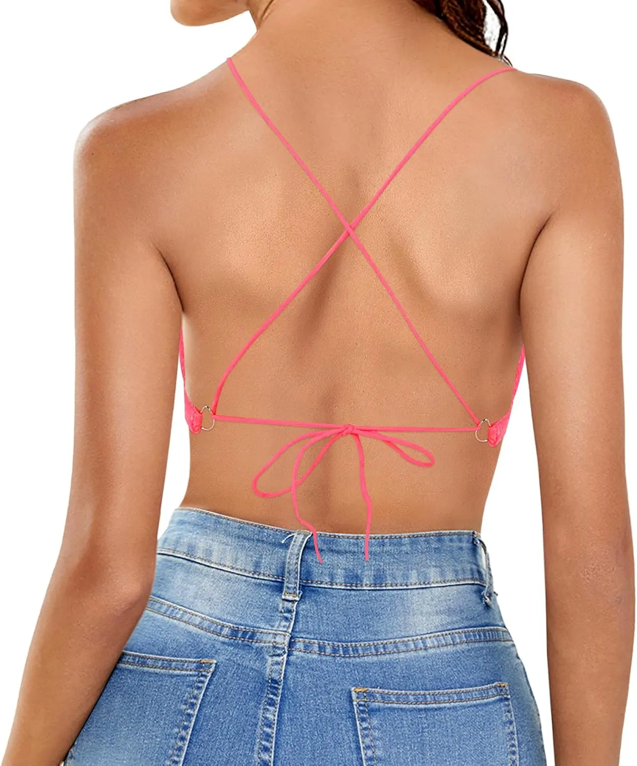Womens Sexy Sequin Crop Top V Neck Bandage Tank Top Bustier Cami Dance Bra Top for Club Rave