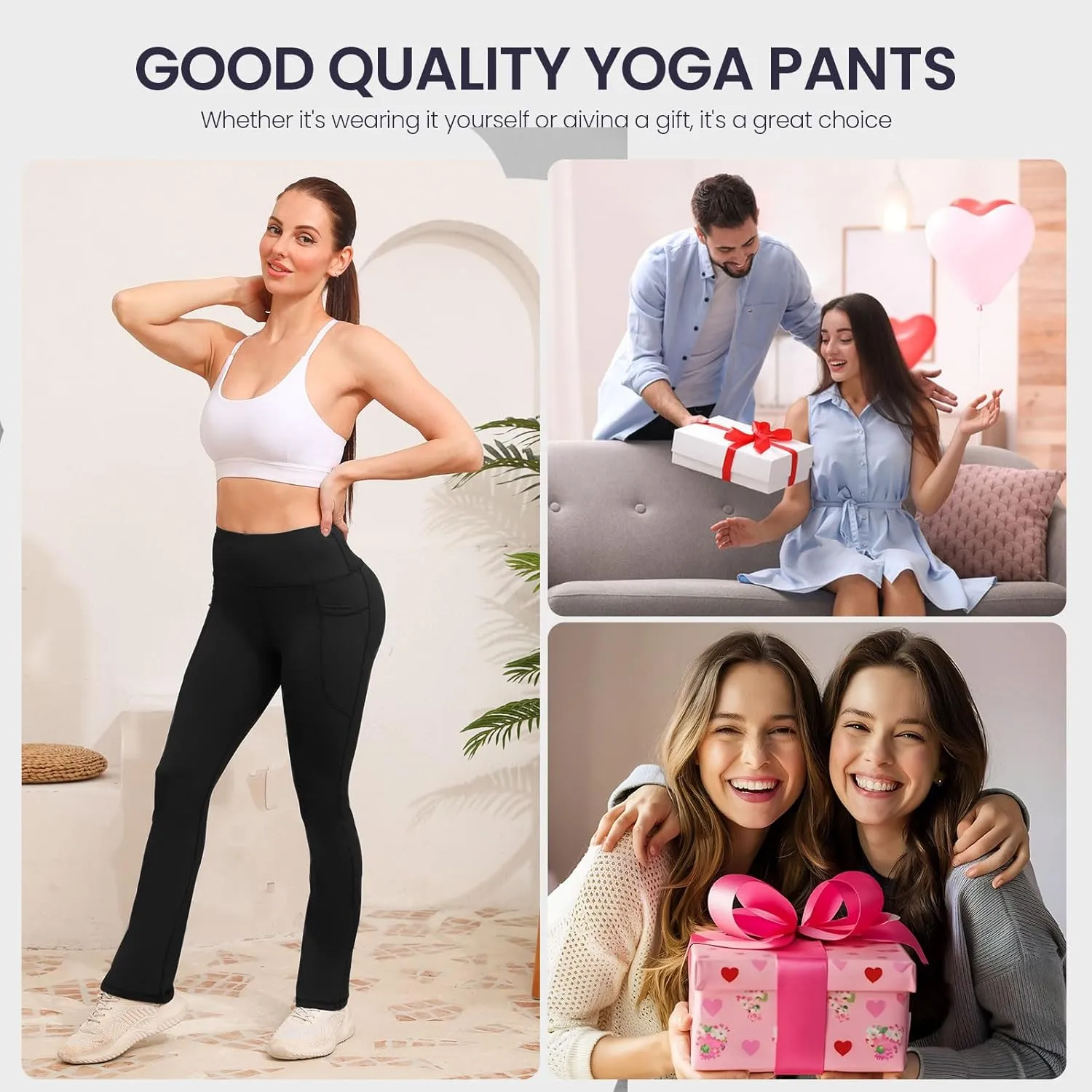 Women's Yoga Pants Flare Leggings High Waist Tummy Stretchy Pant with Pockets for Yoga, Gym, Daily