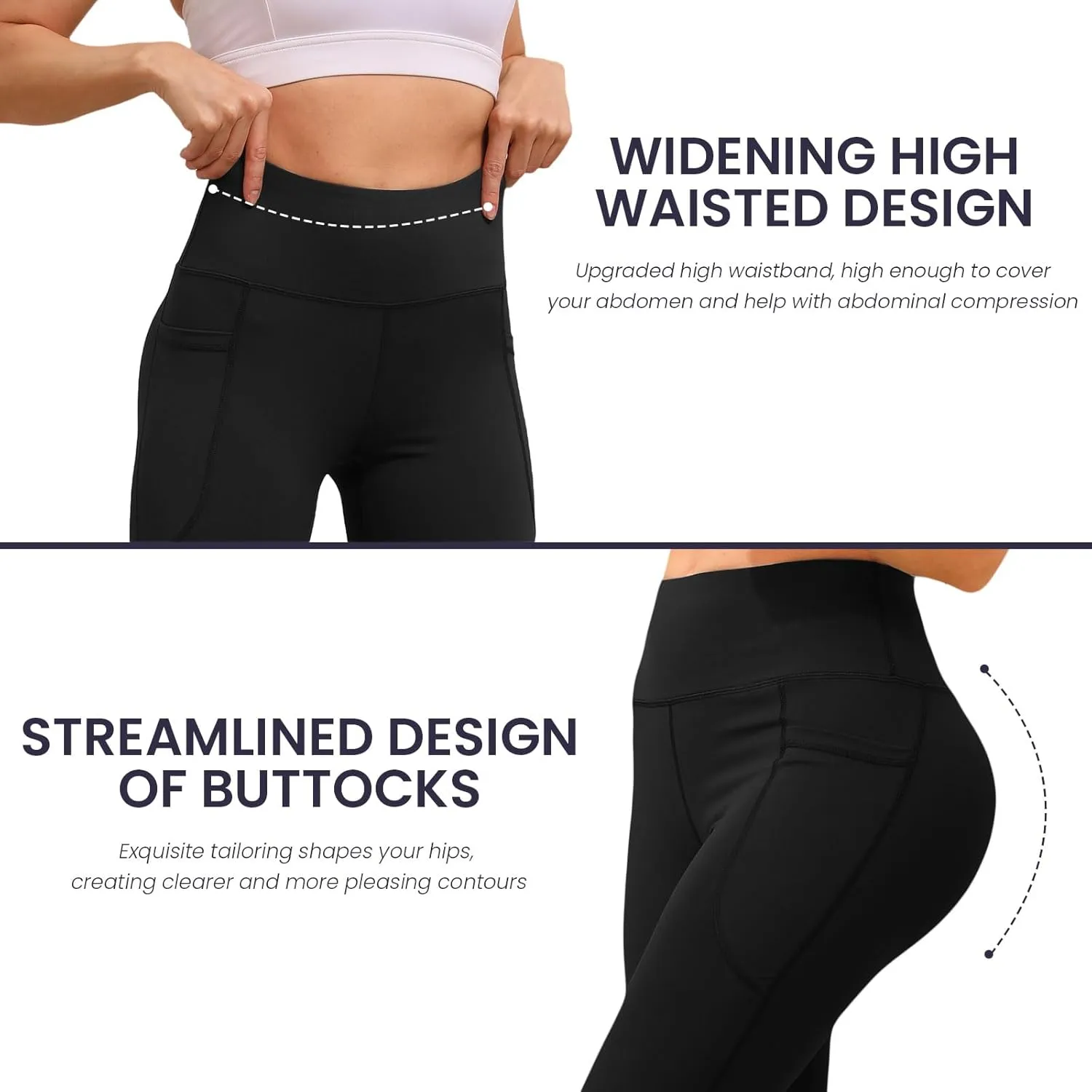 Women's Yoga Pants Flare Leggings High Waist Tummy Stretchy Pant with Pockets for Yoga, Gym, Daily