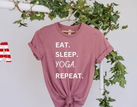yoga T-Shirt, eat sleep yoga repeat ,Meditation Shirt, Yoga Shirt, Yoga Lover Gift, Yoga Gift, Spiritual Shirt,zen shirt