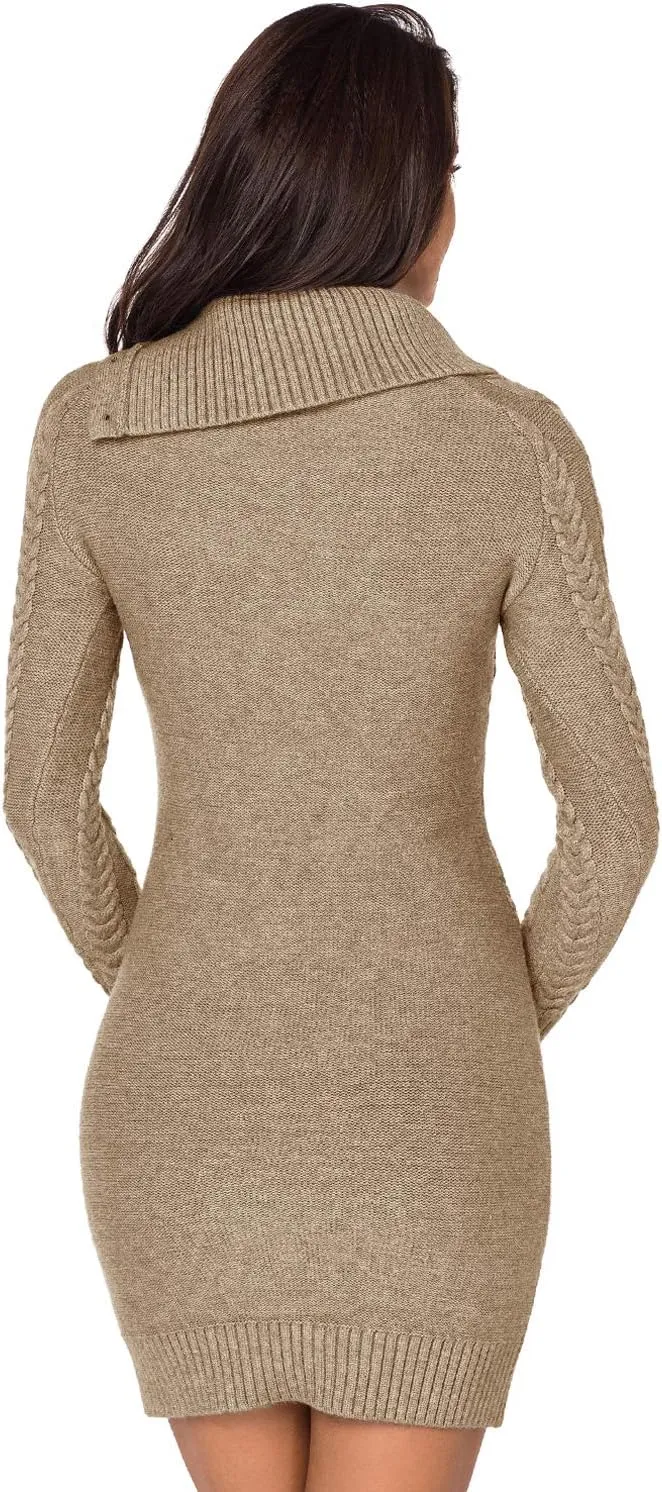 YOUNGSUN Womens Turtleneck Sweaters Long Sleeve Elasticity Chunky Cable Knit Pullover Jumper Winter Dress